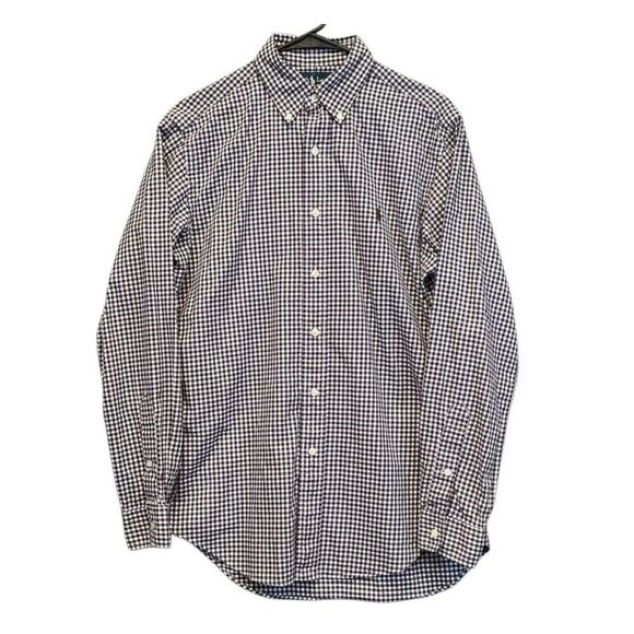 POLO RALPH LAUREN Shirt Men's Small Purple White Plaid Classic Fit Button Down - Picture 2 of 16